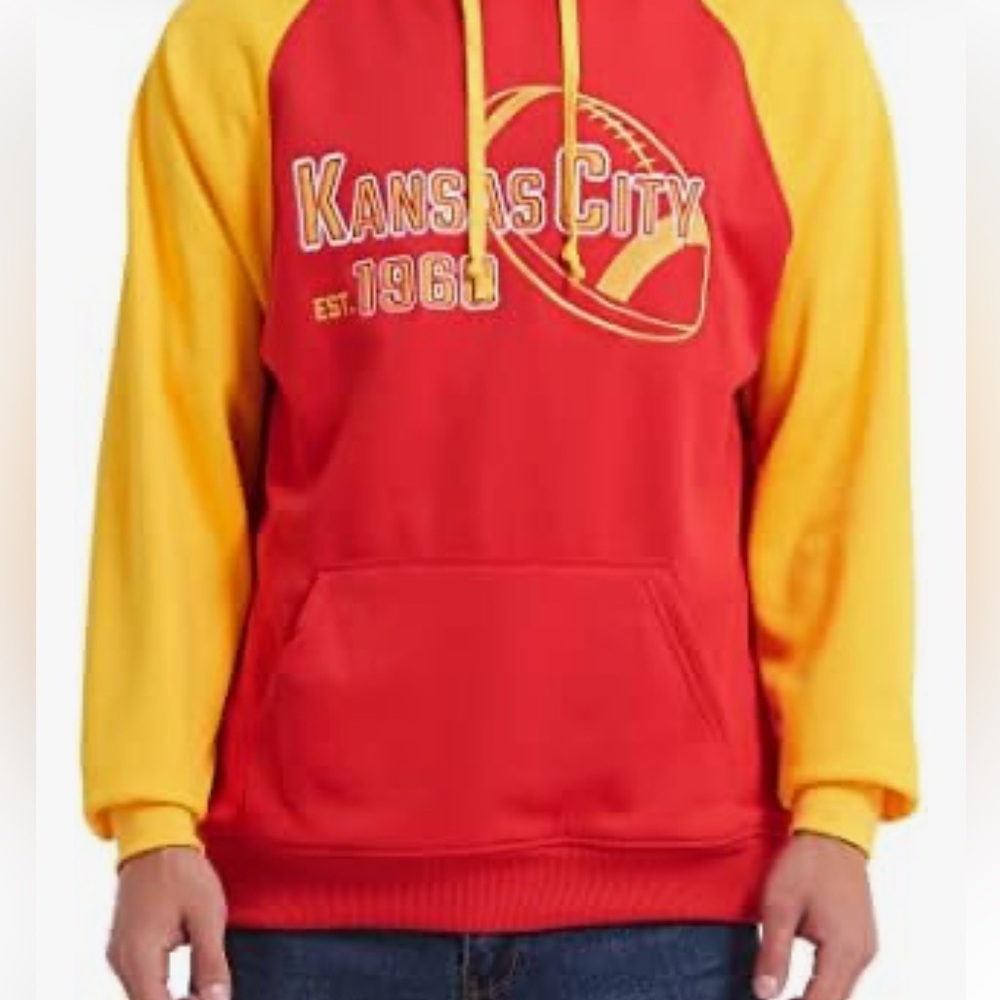 NEW Kansas City Chiefs Big Logo Fleece Pullover Hoodie RED XL 32